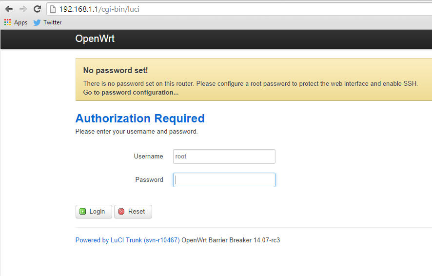 Log into openwrt